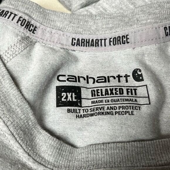 Carhartt Mens Force Relaxed Fit Midweight Short Sleeve Heather Grey Tee Sz 2XL - Picture 4 of 6